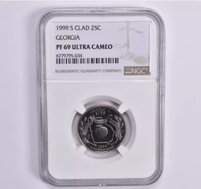 PF69 1999-S CLAD Washington Quarter Georgia NGC Brown Label *0022