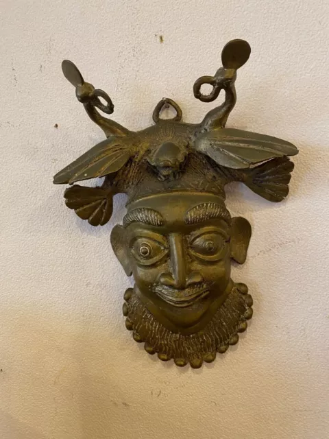 ALTE AFRIKANISCHE BAMOUN-KAMERUN-MASKE AUS BRONZE, FRÜHES 20. Jahrhundert