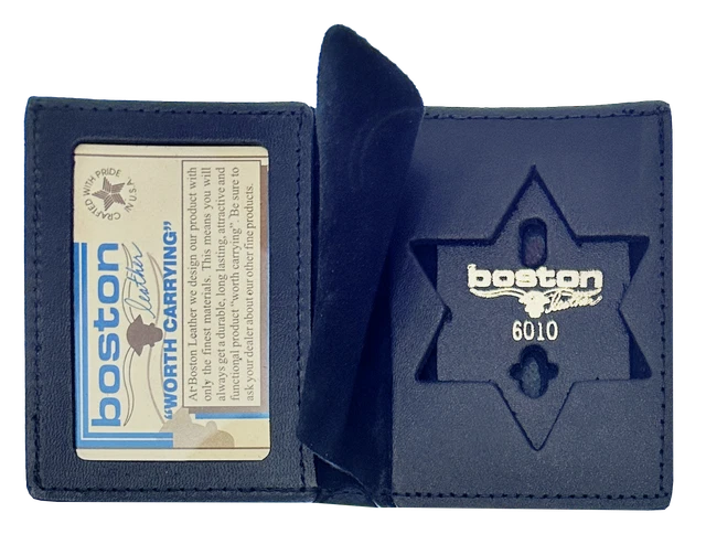 BOSTON LEATHER BOOK STYLE BADGE CASE: Cook County Sheriff Star Cutout (100-S-...