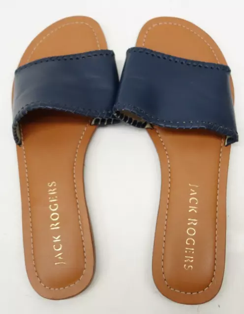 Jack Rogers Womens Navy Sofia Leather Slide Slip On Sandals Shoes US 9.5 M EU 40