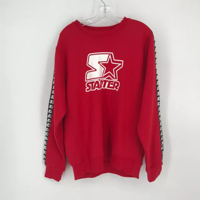 Vintage New Starter Black Label Sweatshirt Red Logo Arms Large Soft