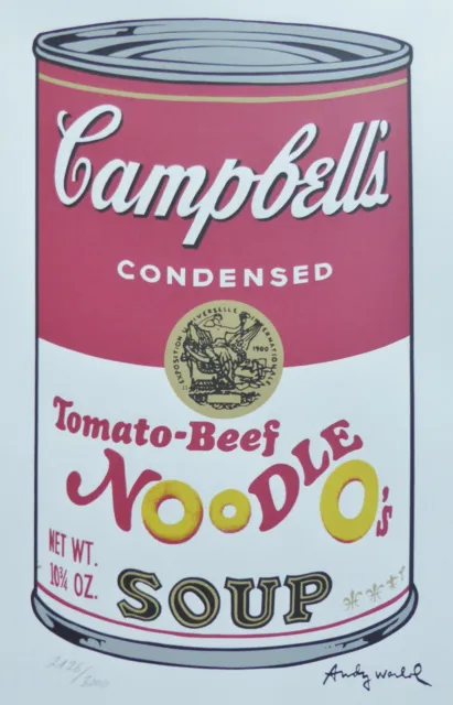 ANDY WARHOL CAMPBELL'S ZUPPA 2 Pomodoro Beef Noodle O'sFirmato Mano Numerata