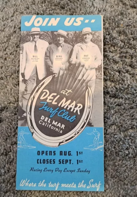 Vintage Brochure for Del Mar Turf Club Del Mar California