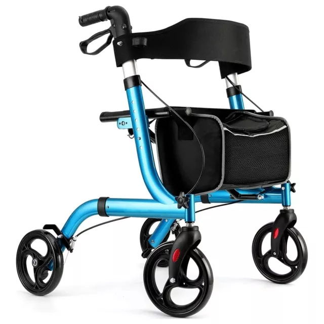 Rollator Rolling Walker with Seat for Senior 8 inch Wheel Lightweight Foldable