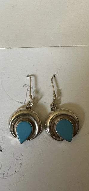 Sterling Silver Drop Earrings With Teardrop Turquoise