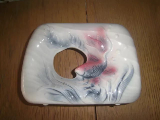Royal Copley Pink and green Koi Fish Planter vase Vintage 1950's Ocean Scene