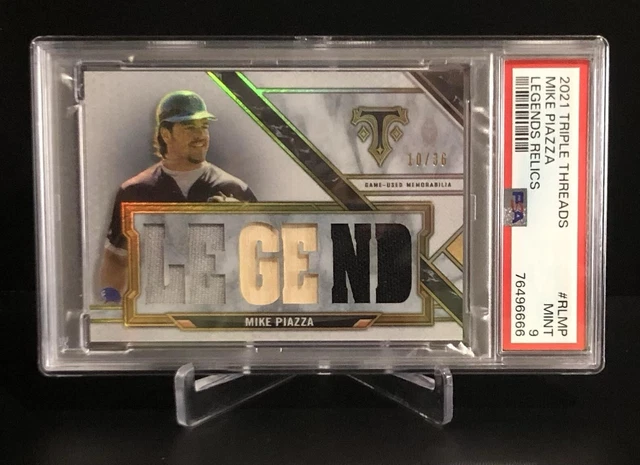 2021 Topps Triple Threads MIKE PIAZZA #RL-MP Mets GU Game Bat Jersey 10/36 PSA 9