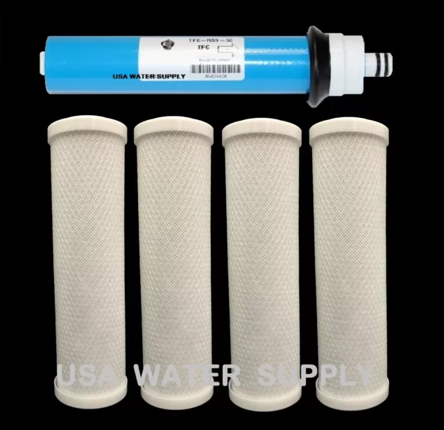 Rainsoft Compatible TFC-RS9-22 RO Reverse Osmosis Membrane & 4 Carbon Filters