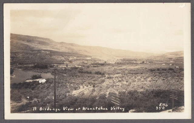 Birds-eye view of Wenatchee Valley WA RPPC postcard ca 1920s