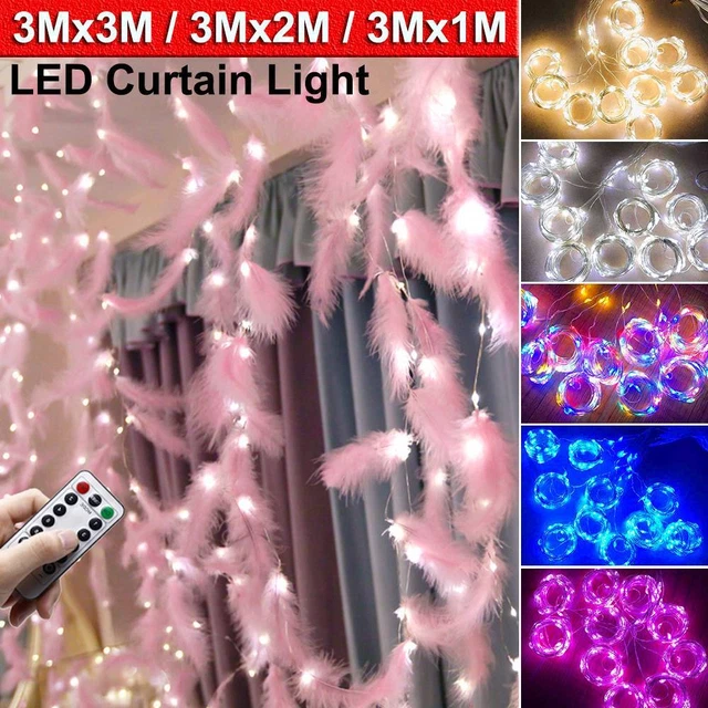 LED Curtain Fairy String Lights Indoor Backdrop Wedding Christmas Party Decor US