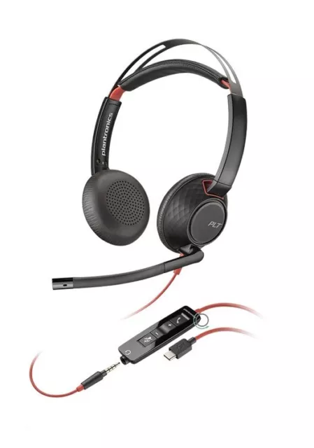 Poly BlackWire C5220 Wired On-ear Over-the-head Stereo Headset Black