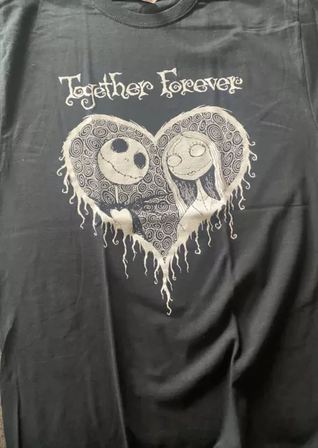 Nightmare Before Christmas Together Forever Jack And Sally Black XL T-Shirt