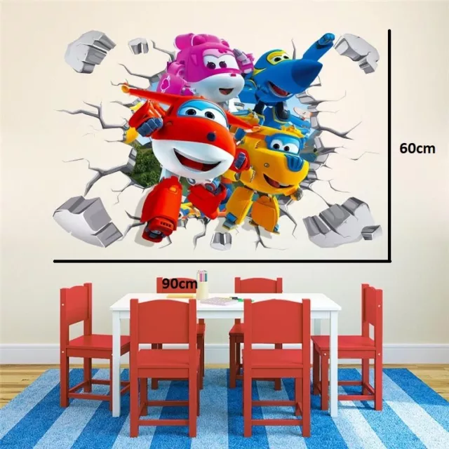 Super Wings Wandtattoo 3D Wandaufkleber Flügel Kinderzimmer Sticker Cars Jungen 2