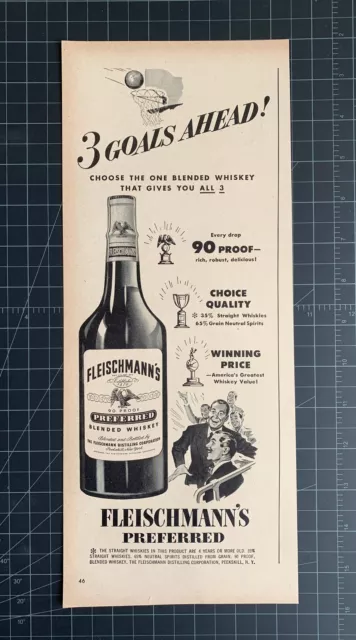 Vintage 1949 Fleischmann’s Whiskey Print Ad