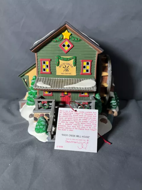 Department 56 Snow Village Rock Creek Mill House with Water Wheel 1996 #54932