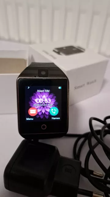 Smart  Watch  47 mm. X 40 mm. Kunststoffgehäuse mit Sportarmband - Schwarz (GPS)