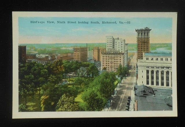 1920s Birdseye View Ninth Street looking South Richmond VA Postcard Virginia