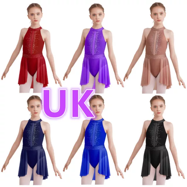 UK Kids Girls Ballet Dance Dress Gymnastics Leotards Ballerina Lyrical Dancewear