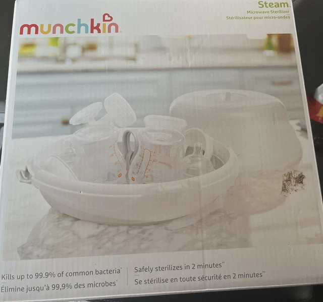 Munchkin Steam Microwave Baby Bottle Sterilizer NEW IN BOX white BPA free