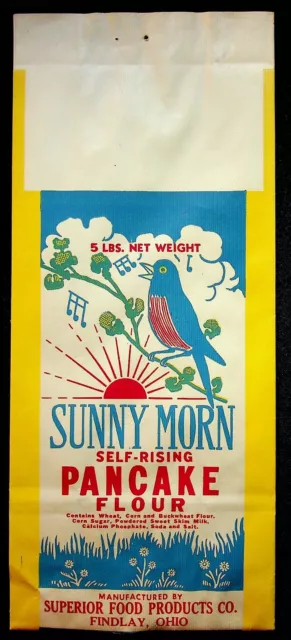 Sunny Morn Self Rising Pancake Flour Advertising Bag Superior Food Findlay Ohio