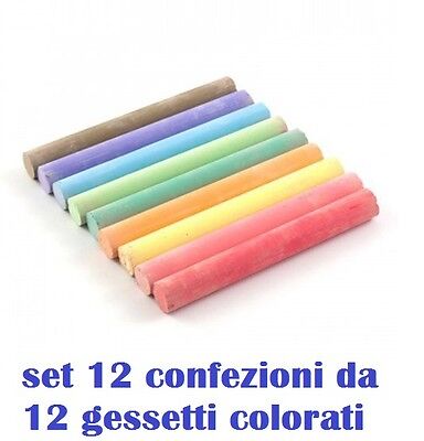 Confezione da 12 gessetti assortiti colorati Gesso BASTONI Scuola Arte Lavagna Centrum 