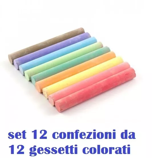 SET 12 CONFEZIONI da 12 Gessetti Colorati Scuola Disegno Lavagna Bambini  moc EUR 14,98 - PicClick IT