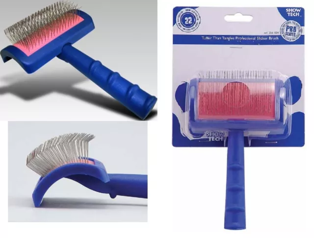 SHOW TECH DOG CAT Grooming"Tuffer Than Tangles" LONG PIN SLICKER BRUSH Hair Coat
