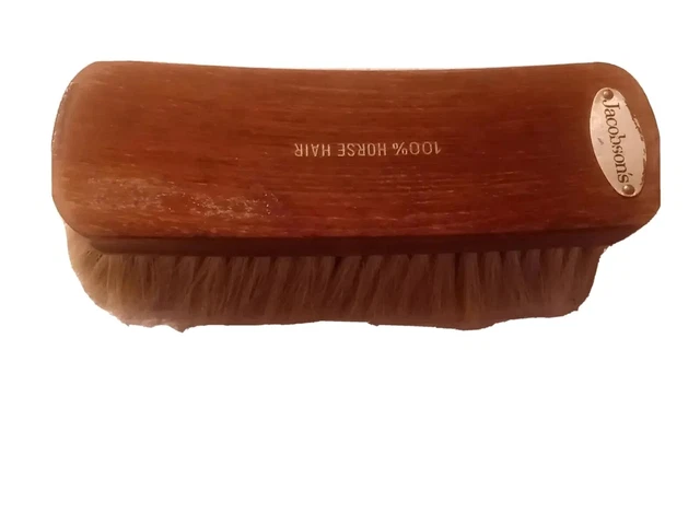 vintage wood handle brush 100% horsehair shoe shining tool large 8” Made Israel