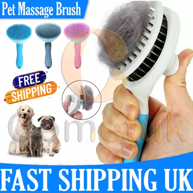 Pet Dog Cat Brush Massage Hair Comb Grooming Slicker Self Cleaning Slicker Brush