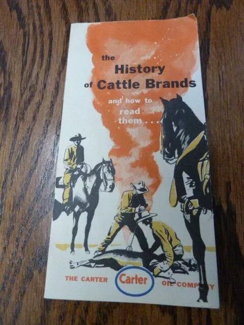 Vintage History of Cattle Brands Carter Oil Co Brochure advertising 1955