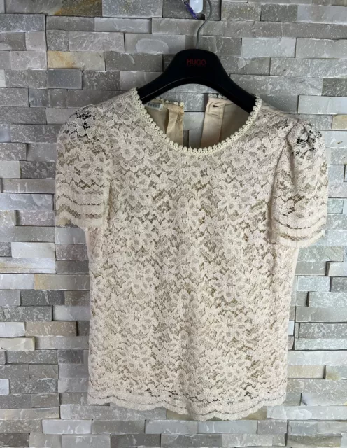 Whistles women’s size 8 lace floral top blouse