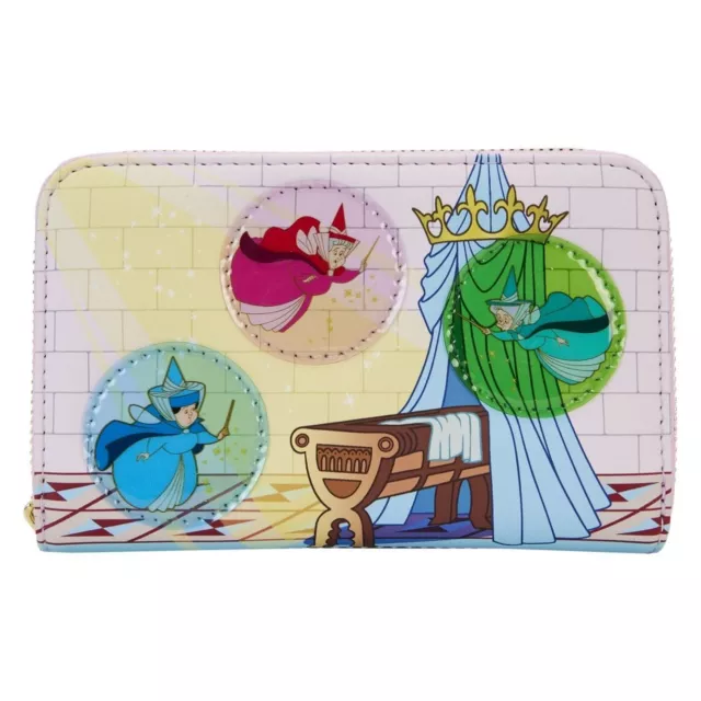 Loungefly Disney Sleeping Beauty Castle Three Good Fairies Stained Glass Wallet