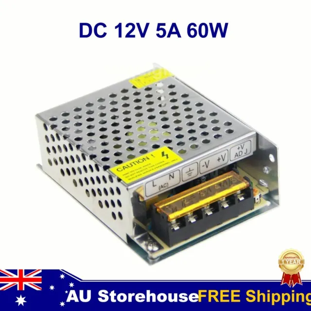 12V 5A 60W Power Supply Adapter Universal Regulated Switching Transformer AC240V