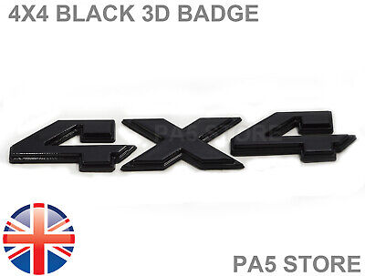 4x4 Black 3D Car Badge - Boot Body - Land Cruiser Jeep Pajero Off Road Four UK -