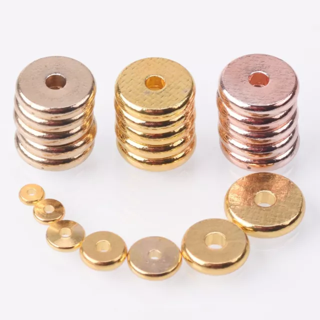 Gold/Roségold Flache Rund  4mm 5mm 6mm 7mm 8mm 10mm 12mm Lose Metall Perlen