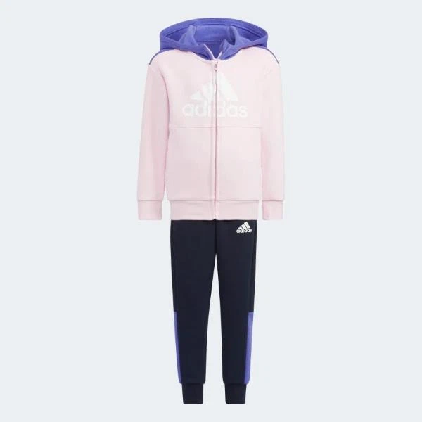 ADIDAS TUTA LK LOGO FL Tuta Bambina Sport Scuola Felpata Rosa Viola Nero HM9696