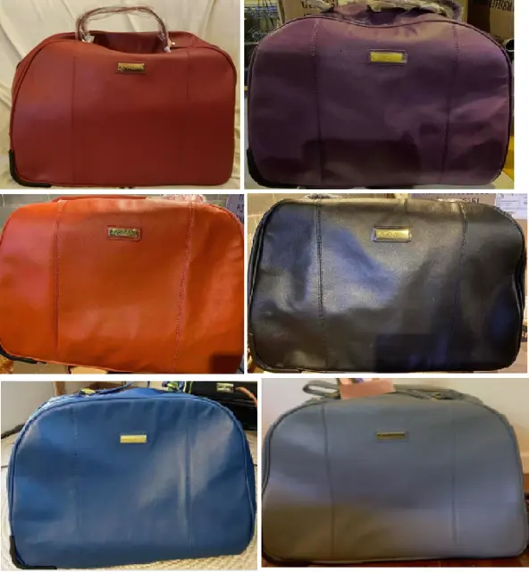 NEW~JOY & IMAN~Genuine LEATHER Wheeled Duffle LUGGAGE Bag~Colors Available