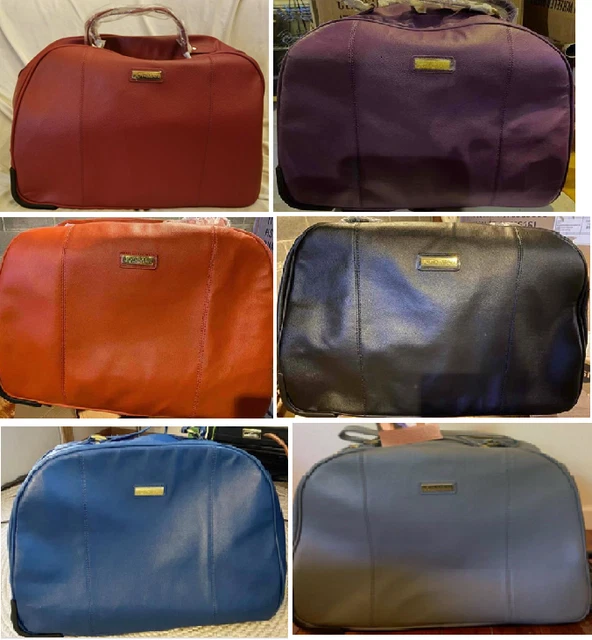 NEW~JOY & IMAN~Genuine LEATHER Wheeled Duffle LUGGAGE Bag~Colors Available