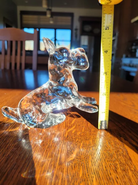 Large, Heavy, Clear Hand Blown Glass Scottish Terrier "Scottie" Dog Figurine 