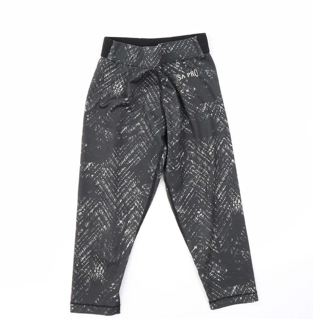 USA PRO  Girls Black Geometric Polyester Jegging Trousers Size 7-8 Years  Regula
