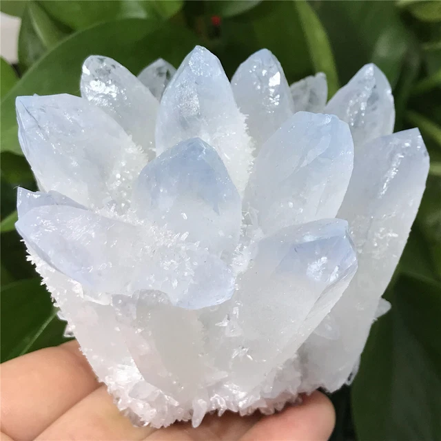 410g  New Find Blue White Phantom Quartz Crystal Cluster Mineral Specimen Reiki
