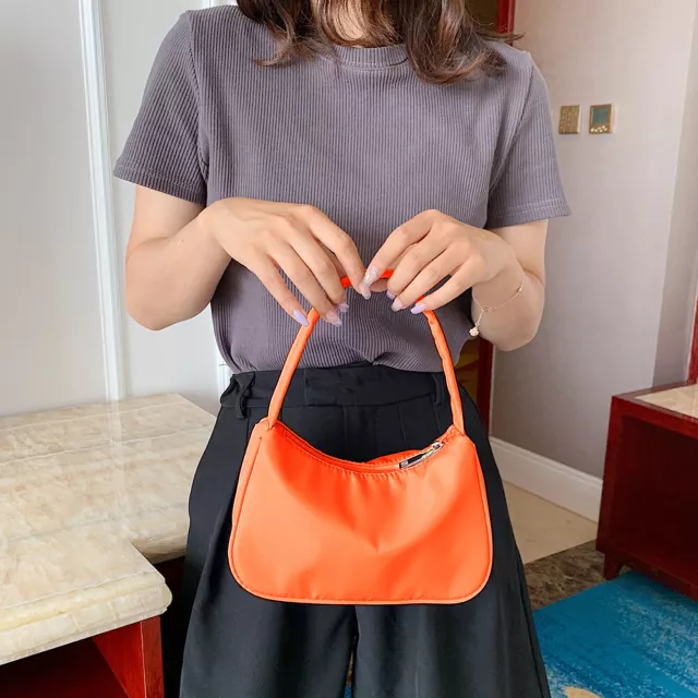 Borsa a mano da donna in nylon casual morta femmina solida ascella borsa a tracolla (arancione