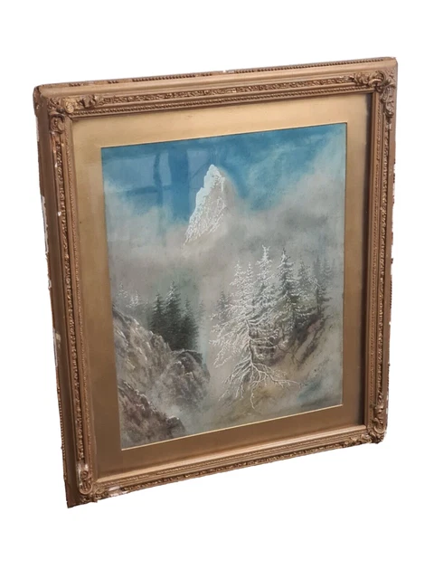 Matterhorn da Zermatt (Cervino svizzero) watercolor anonimo scuola Elijah Walton