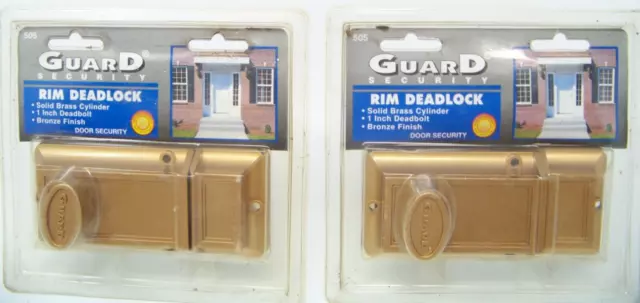 Guard Security Rim Deadlocks Bronze Finish Solid Brass Model # 505 New! 2 Packs