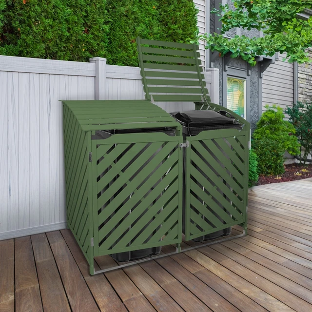 WHEELIE BIN STORAGE Shed Double Wooden Dustbin Store Garden Outdoor