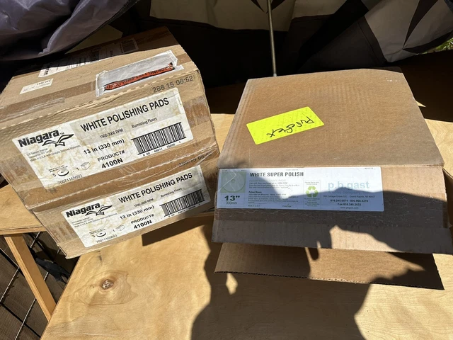 2 Boxes of 5 Niagara 4100N White 13in Floor Polishing Pads +White Super Polish