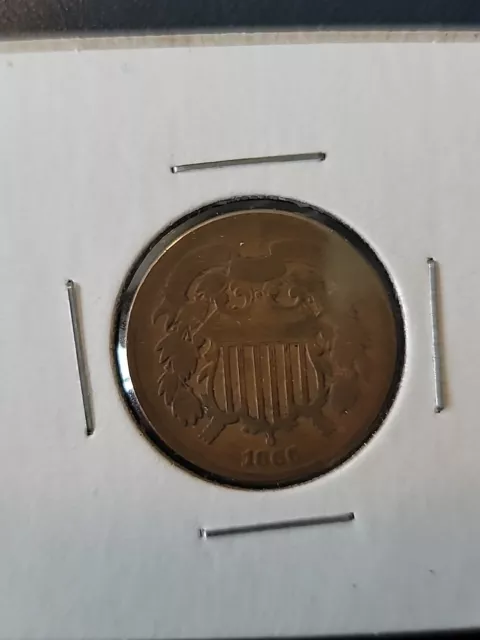 1866 TWO 2 Cent Piece US Type Coin