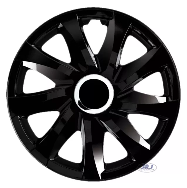 4 pcs SET 14" WHEEL TRIMS COVERS BLACK GLOSS HUB CAPS 14 INCH DRIFT