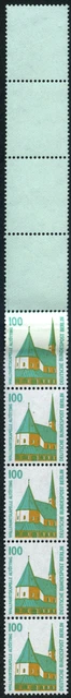 Berlin Sehenswürdigkeiten 100 Pf Rollenende 5+4 grautürkis, MiNr 834