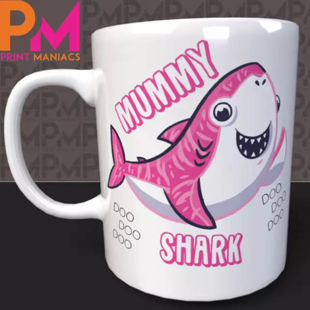 Baby Shark Doo Mummy Daddy Cute Personalised MUG Novelty Mothers Gift His Her 2